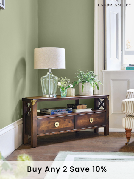 Laura Ashley Dark Chestnut Balmoral 2 Drawer Corner TV Stand (404013) | £600