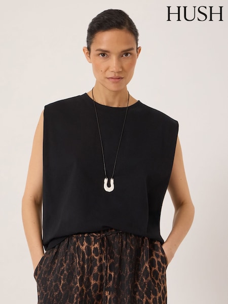 Black - Hush Baila Cotton Sleeveless Tank