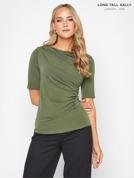 Long Tall Sally Green Draped Longsleeve Top (405384) | £24