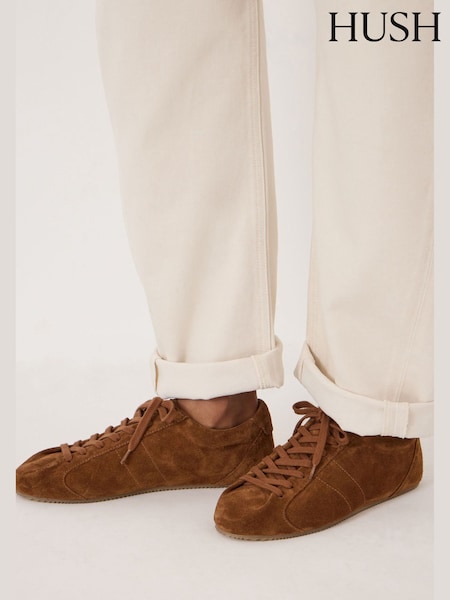 Brown - Hush Florae Suede Slimline Trainers