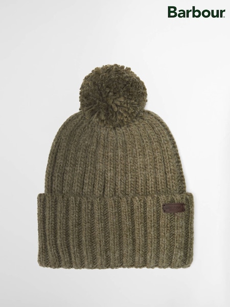 Green - Regular Barbour Kelson Pom Beanie Hat