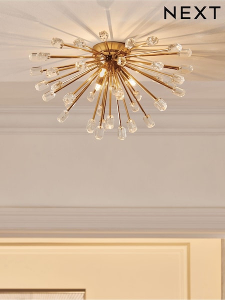 Gold Astrid 3 Light Flush Fitting Ceiling Light (406227) | £120