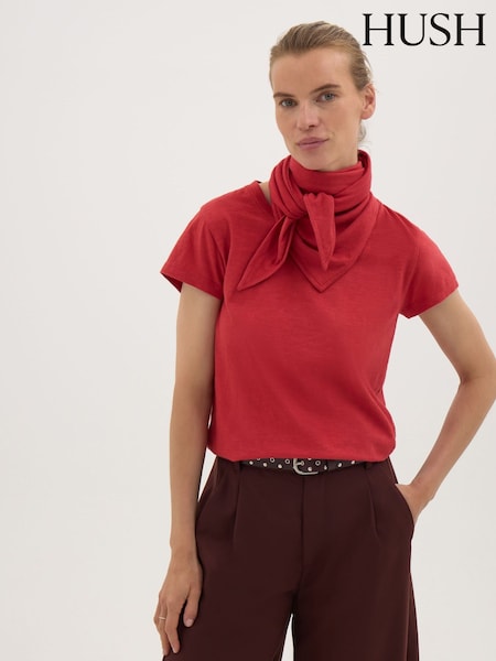 Red - Hush Minna Slim Fit Slub T-shirt With Scarf