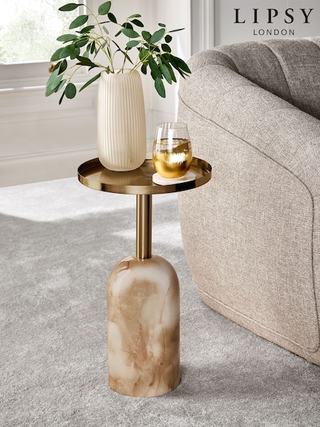 Lipsy Gold and Faux Marble Metal Faux Marble Side Table (406400) | £175