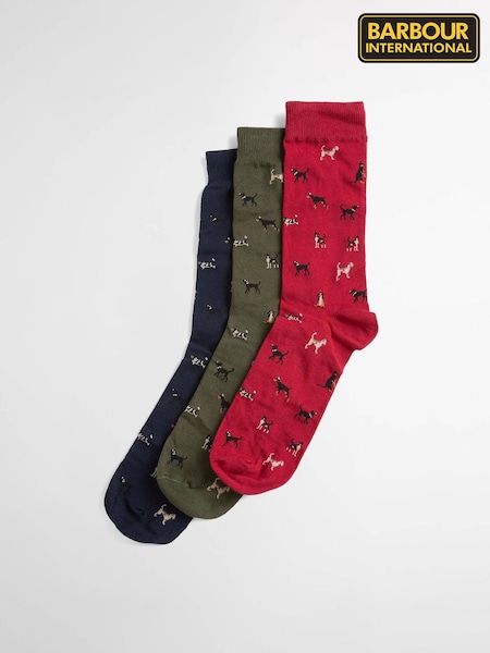 Green - Regular Barbour International Dog Socks Gift Set