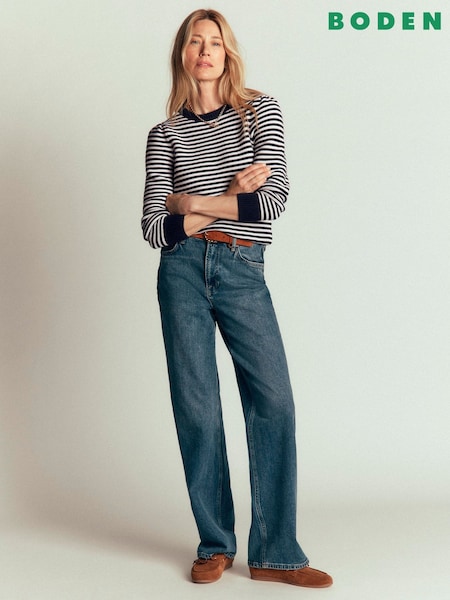 Blue - Boden Stitch Detail Jumper