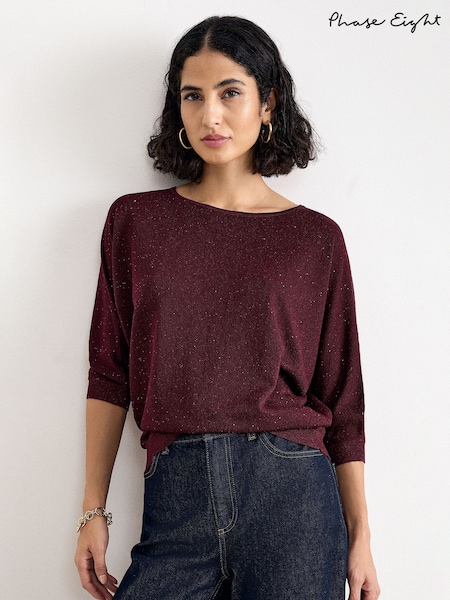 Red - Phase Eight Sequin Cristine Knit Jumper