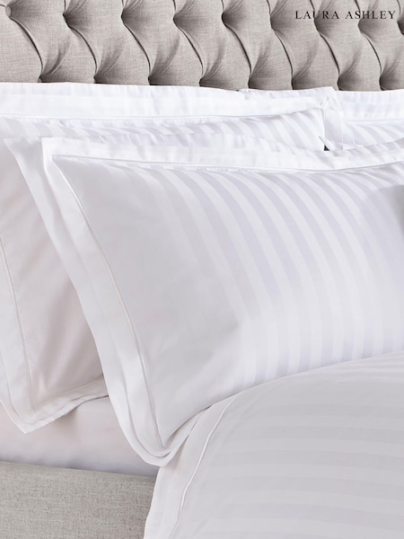 Laura Ashley Set of 2 White Shalford 400 Thread Count 100% Cotton Pillowcases (407024) | £25