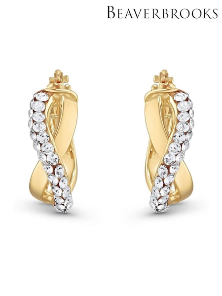 Beaverbrooks 9ct Gold Crystal Hoop Earrings (407523) | £195