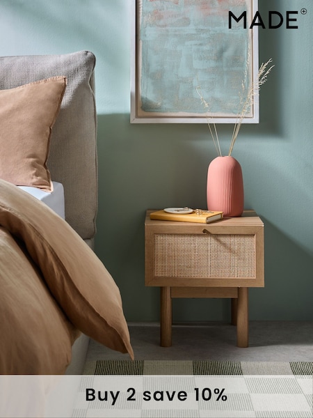 MADE.COM Oak Effect Pavia Rattan Bedside Table (407779) | £199
