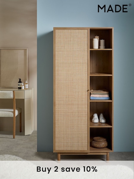 MADE.COM Oak Effect Pavia Rattan Double Wardrobe (407796) | £499