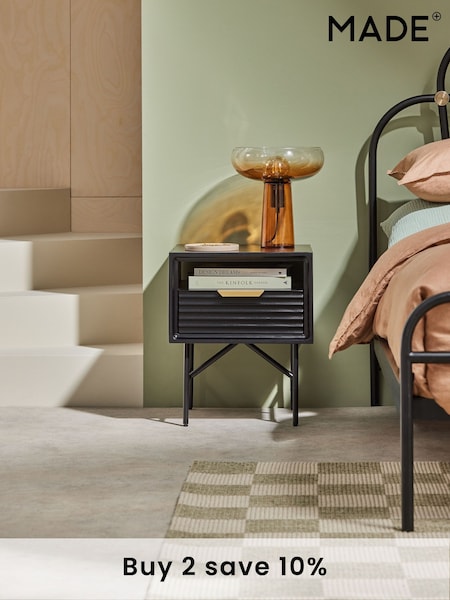 MADE.COM Grey Haines Mango Wood Bedside Table (408199) | £249