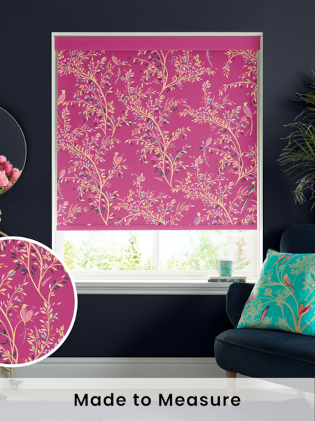 Sara Miller Fuchsia Pink Birds of Paradise Made to Measure Roller Blinds (408219) | £58