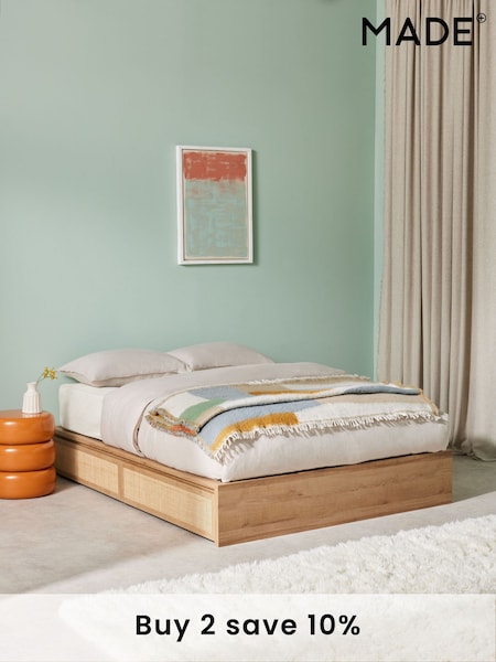 MADE.COM Oak Effect Pavia Rattan Storage Bed (408330) | £650 - £750