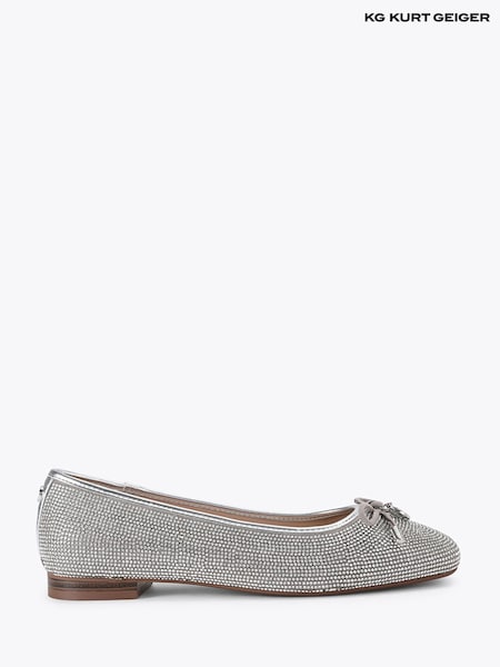 Silver - Kg Kurt Geiger Mara Embellished Ballerina Shoes