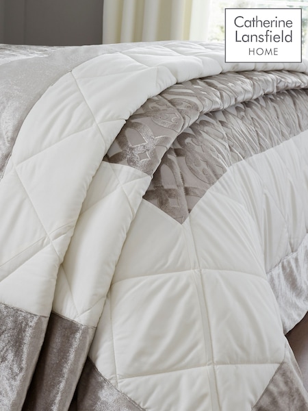 Catherine Lansfield Natural Lattice Cut Velvet Bedspread (409018) | £60