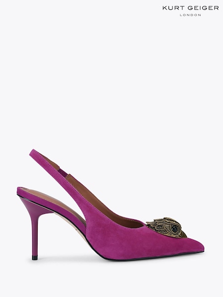 Pink - Kurt Geiger London Large Eagle Sling Suede Heeled Shoes