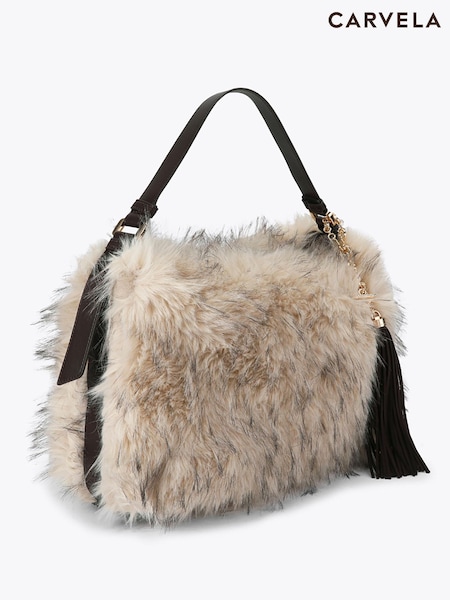 Cream - Carvela Gina Fur Hobo Bag