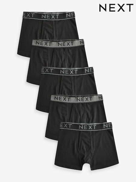 Black A-Front Trunks 5 Pack (7-16yrs) (414024) | £14 - £19