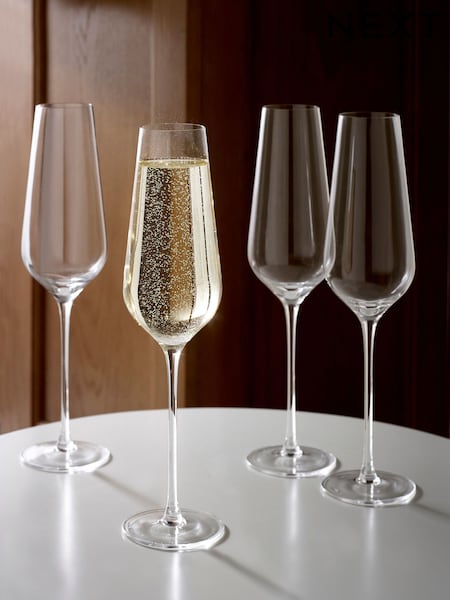 Set of 4 Clear Belgravia Crystal Flute Glasses (414033) | £20