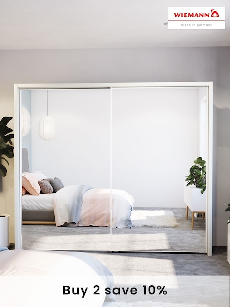 Wiemann White Peyton Mirror Sliding 2.6m Sliding Semi Fitted Wardrobe (414054) | £1,310