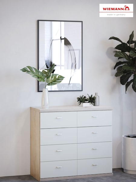 Wiemann Peyton Rustic Oak / White 8 Drawer Glass Chest (414540) | £615