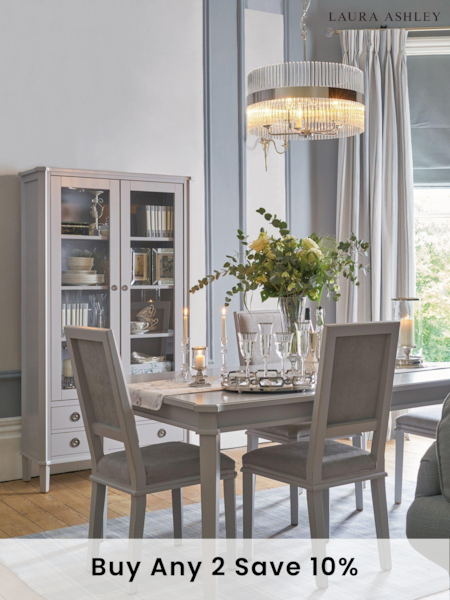 Laura Ashley Pale Charcoal Henshaw 6-8 Seater Extending Dining Table (414718) | £1,095