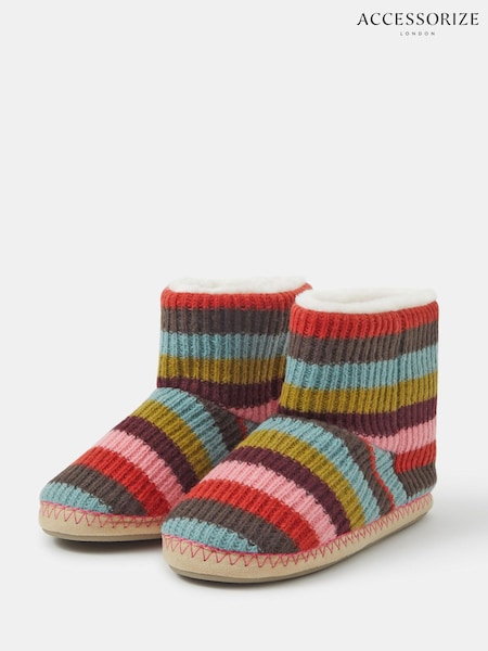 Brown - Accessorize Rainbow Stripe Boats Slippers