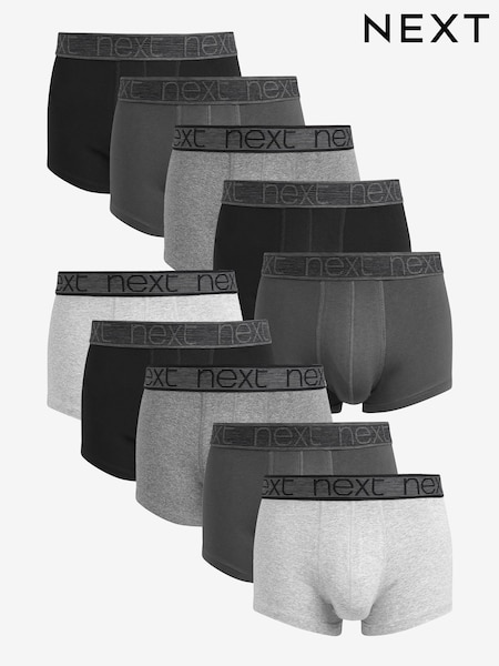 Grey 10 pack Cotton Rich Blend Hipsters Boxers (415071) | £48