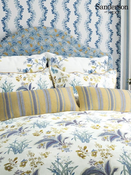 Sanderson White Enys Garden Square 100% Cotton Pillowcase Pair (416802) | £60