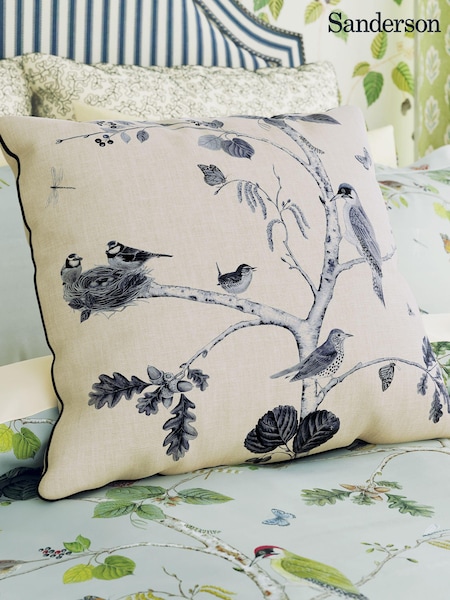Sanderson Blue Grey Woodland Chorus Cushion (416977) | £50