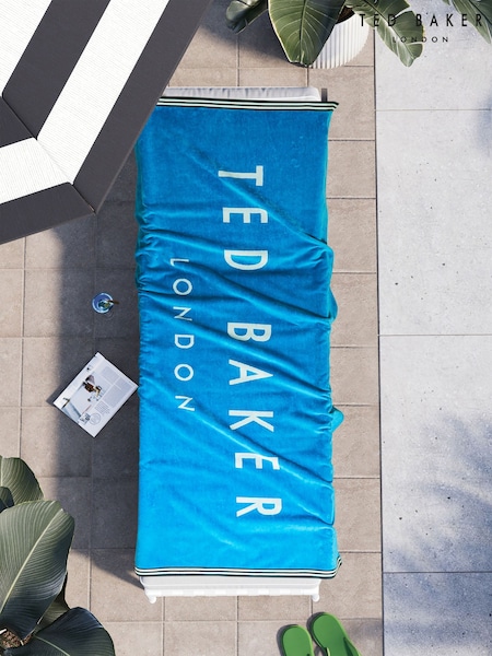 Ted Baker Blue Logo Beach 100% Cotton Towel (418054) | £50