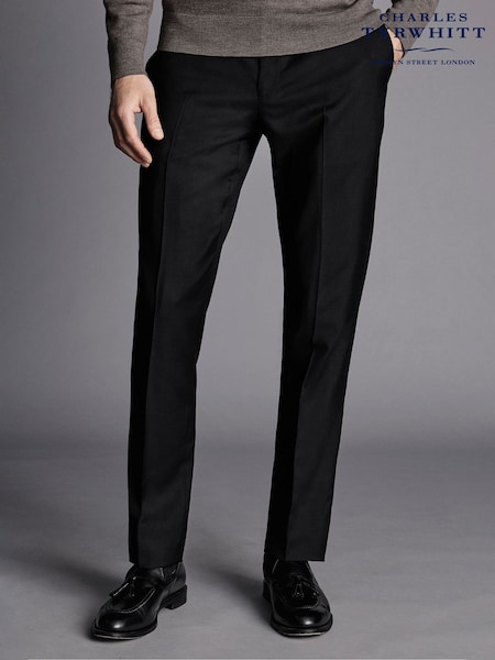 Charles Tyrwhitt Black Slim Fit Natural Stretch Twill Suit Trousers (418255) | £100