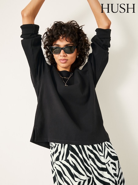 Hush Black 100% Cotton Matilda Raglan Top (418576) | £39
