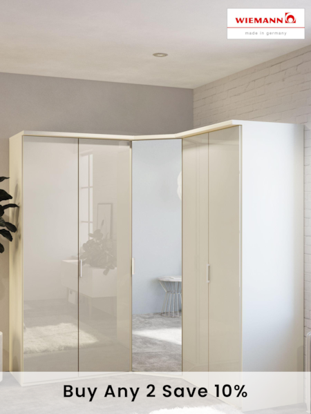 Wiemann White Peyton Corner Mirror Semi-fitted Wardrobe (418965) | £565