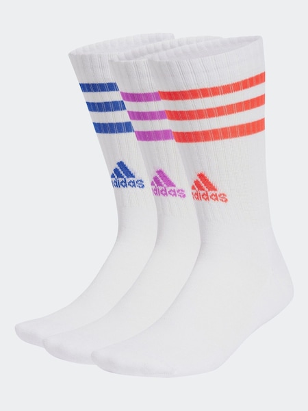 adidas White 3-Stripe Crew Length Socks 3 Pack (419049) | £13