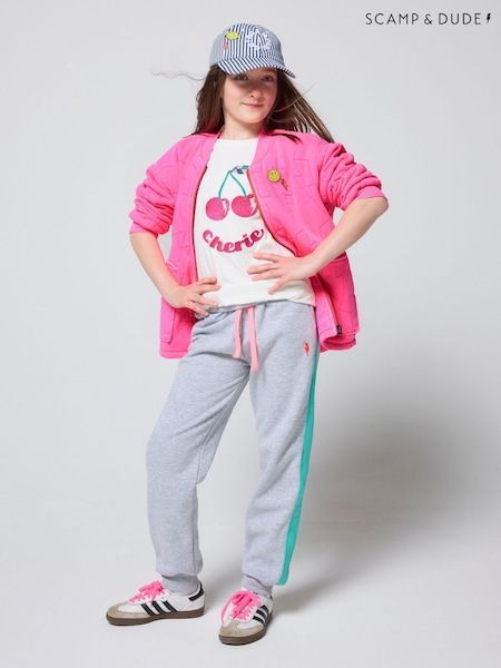 Pink - Scamp & Dude Quilted Bolt Bomber Jacket