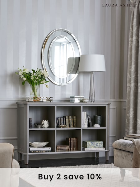Laura Ashley Pale Charcoal Henshaw Low Bookcase (419468) | £750