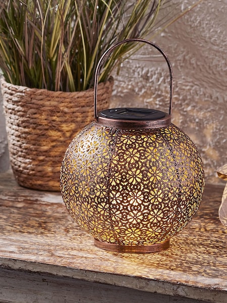 Lights4fun Brass Moroccan Solar Outdoor Lantern (419800) | £29.99