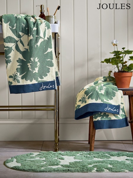 Joules Green Aplarist Floral 100% Cotton Towel (420161) | £16 - £40