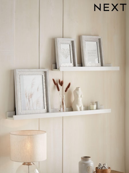 White Wood Effect Picture Ledge Wall Shelf (422280) | £10 - £14