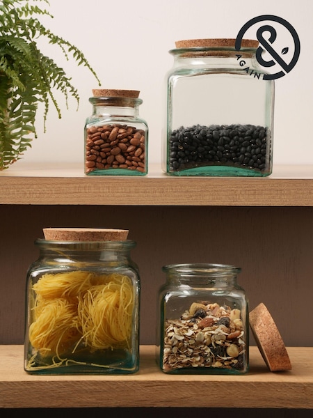 &Again Recycled Glass Storage Jar 1.1L Set of 2 (422574) | £26