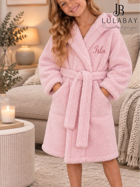 Pink - Personalised Premium Dressing Gown By Lulabay
