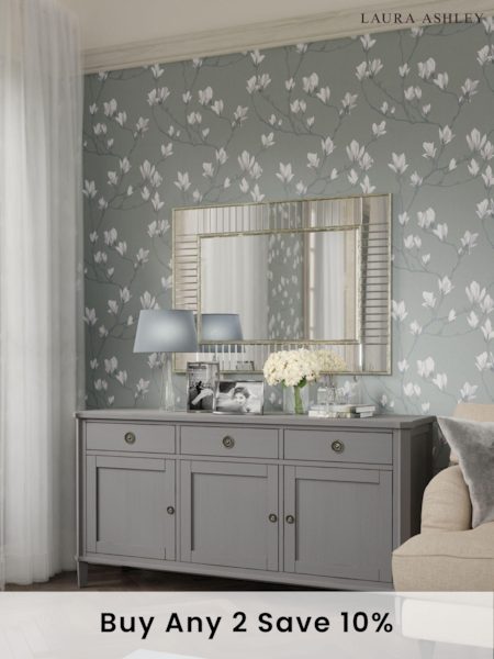 Laura Ashley Pale Charcoal Henshaw Three Doors Three Drawers Sideboard (423354) | £1,200