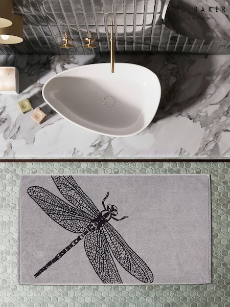 Ted Baker Black/White 100% Cotton Dragonfly Bath Mat (423423) | £32