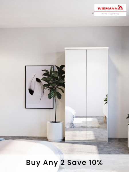 Wiemann Peyton White Mirror Semi Fitted Double Wardrobe (423491) | £650