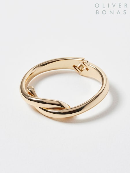 Gold Tone - Oliver Bonas Maya Cross Over Chunky Cuff Bangle