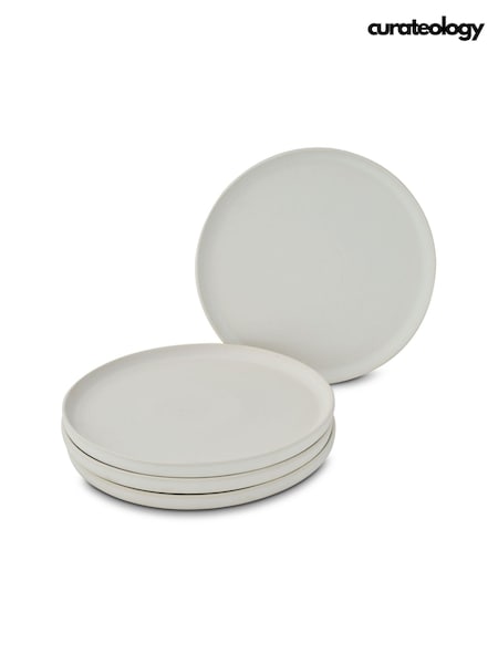 Curateology Set of 4 Light Grey LoHo Reactive Glaze Dinner Plates (424885) | £59