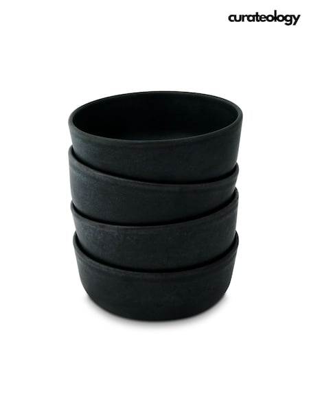 Curateology Set of 4 Charcoal LoHo Reactive Glaze Cereal Bowls (424949) | £55