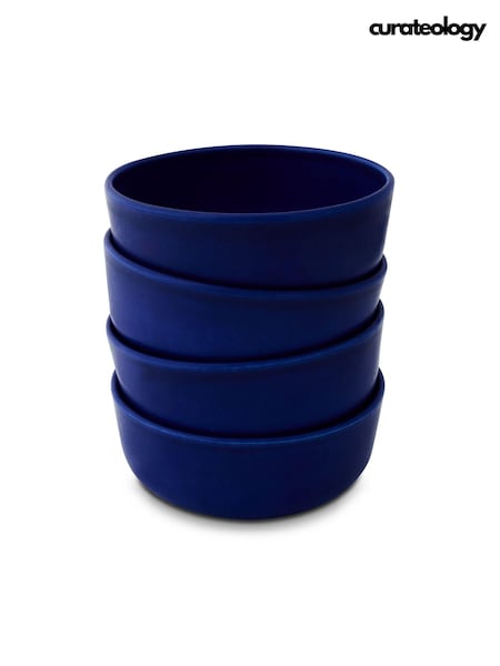 Curateology Set of 4 Cobalt Blue LoHo Reactive Glaze Cereal Bowls (424976) | £55